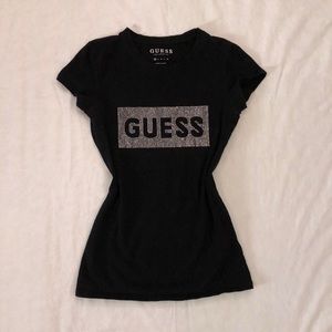 Guess black embellished rhinestone cybery2k womens tee